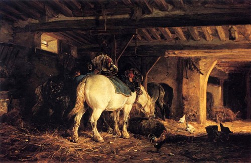 Charles Emile Jacque -&nbsp;In the Stable